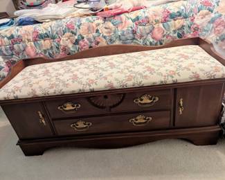 Vintage Lane Cedar Lined Upholstered Storage Bench