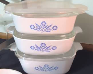 CorningWare "Blue Cornflower" Casserole Dishes with Lids