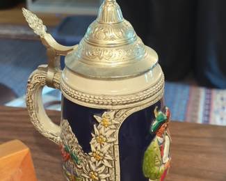 German Beer Stein with Pewter Lid