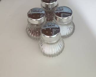 Mini Glass Salt and Pepper Shakers Set with Chrome Tops