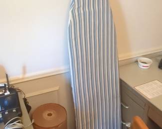 Adjustable Wall-Mounted Ironing Board with Striped Cover