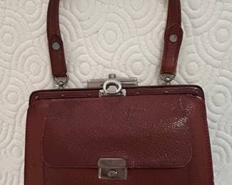 Vintage Burgundy Patent Leather Top-Handle Handbag