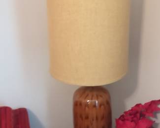 Mid-Century Orange Drip Glaze Ceramic Table Lamp