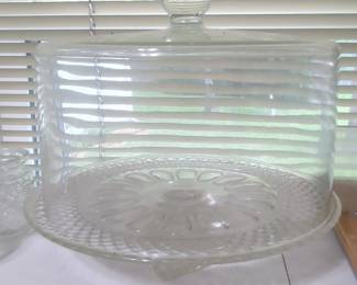 Anchor Hocking Wexford Glass Cake Stand with Dome