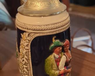 German Beer Stein with Pewter Lid