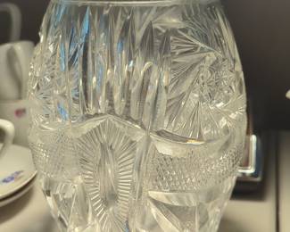 Cut Crystal Glass Rose Bowl Vase