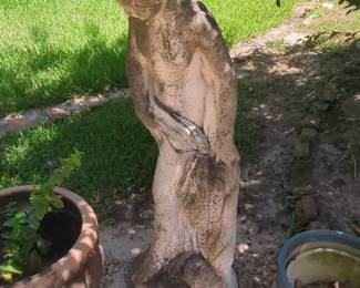 Vintage Concrete Garden Statue of a Maiden with Drapery