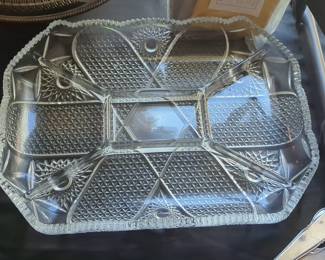 American Brilliant Period Cut Glass Relish Tray