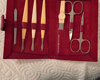 Pfeilring Solingen Manicure Set in Red Leather Case