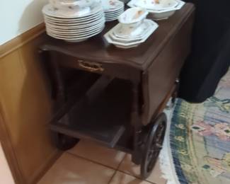 Vintage Wooden Tea Cart / Bar Cart