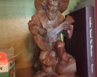 Vintage Hand-Carved Wooden Musician Figurine