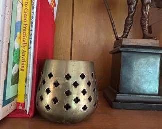 Vintage Brass Votive Holder with Quatrefoil Cutouts