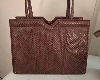 Vintage Snakeskin Top Handle Handbag