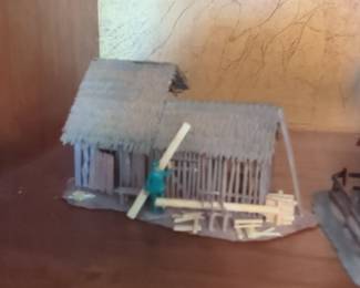 Matchstick Diorama of a Rustic Dwelling with Figure