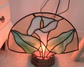 Stained Glass Calla Lily Fan Lamp