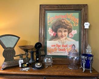 Antique 4lb Candy Scale, Vtg. Temperance Poster Reproduction