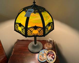 Art Nouveau Slag Glass Lamp