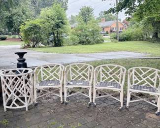 VTG Henry Link Bamboo Rattan Rolling Chair Set