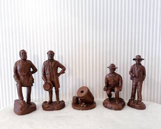 1997 Red Mill Mfg Stonewall Jackson Confederate Figurine 9" Pecan Resin USA - Robert E Lee Pecan Resin Figurine Wood Carved Red Mill USA - VTG Red Mill Mfg 8.5" Tall Resin Civil War Drummer Boy Figurine