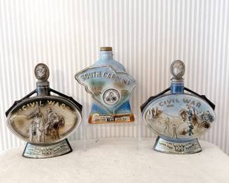 Vintage 1961 Jim Beam Civil War Centennial Decanter - 1970 Jim Beam South Carolina Tricentennial Decanter