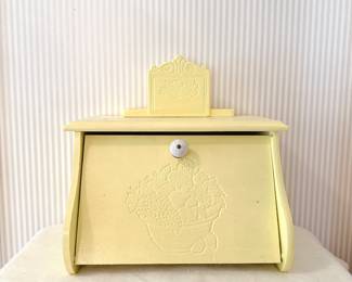 Yellow Wooden Bread Box Farmhouse Style 