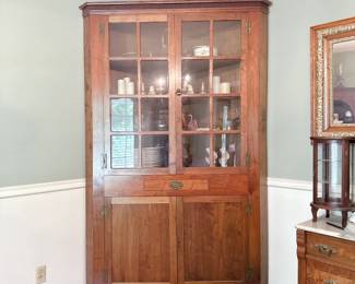 Antique Corner Cabinet. This item is available for purchase pre-sale. It can be purchased on our website using this link: https://www.pureandsimplecarolinas.com/shop/cherryville