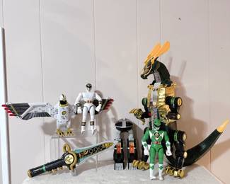 Mighty Morphin Power Rangers - Dragonzord - Tigerzord - Green Ranger - White Ranger - Dragon Dagger - Saba Sword