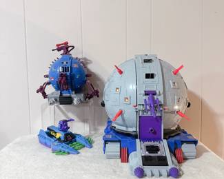 1990 TMNT Technodrome Playset - 1993 TMNT Technodrome Scout Vehicle - 1989 TMNT Footski Vehicle