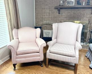 Pair of Striped Pink Armchairs