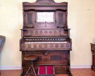 Antique D. W. Putnam & Co. Parlor Pump Organ. This item is available for purchase pre-sale. It can be purchased on our website using this link: https://www.pureandsimplecarolinas.com/shop/cherryville