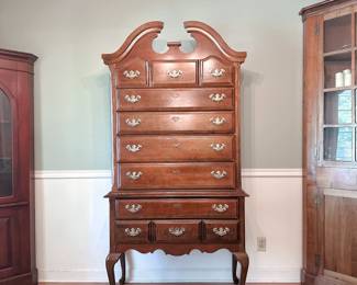 Queen Anne Style Highboy Dresser. This item is available for purchase pre-sale. It can be purchased on our website using this link: https://www.pureandsimplecarolinas.com/shop/cherryville