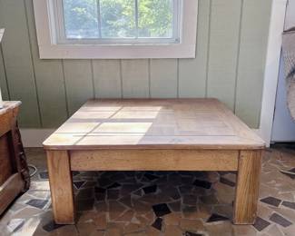 Square wooden coffee table parquetry tabletop