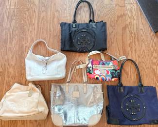 Tory Burch Navy Nylon Ella Tote Bag - Tory Burch Black Nylon Ella Tote Bag - Coach Poppy Pop C Graffiti Handbag - Dooney & Bourke Annalisa Lock Sac - Coach Edie Shoulder Bag - Coach Metro Large Silver Tote Bag