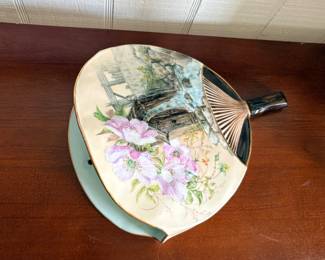 Vintage hand painted porcelain wall fan