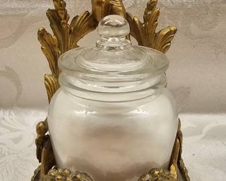 Metal & Glass Cherub Dresser Jar