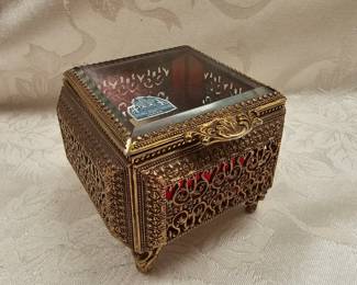 Brass Filigree Jewelry Box