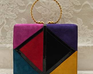 Delman Spain Suede Color Block Purse