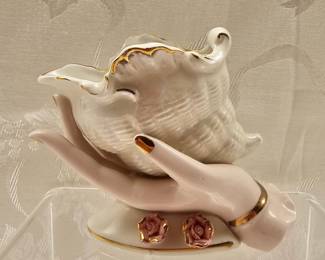 Vintage Hand Vase w/ Shell