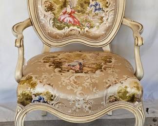 Upholstered Armchair w/ Victorian Scene