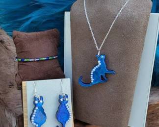 Cat Necklace Matching Earrings Cloisonne Bangle Bracelet