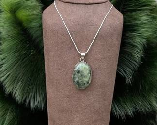 Moss Prehnite Pendant Necklace