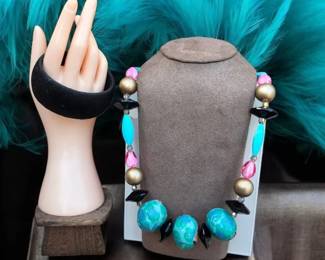 Vintage Bold Chunky Statement Necklace Bracelet
