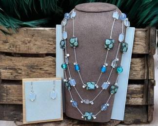 MultiStrand Beaded Necklace Matching Earrings
