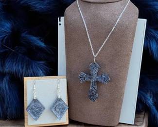 Cross Necklace Earring Set