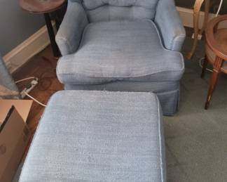 upholstered chair and ottoman