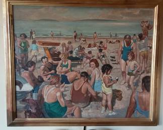 Donald Squier beach scene painting from the 1930s