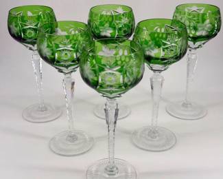 Green Nachtmann "Traube" wine goblet set of 6