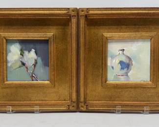 Pair of framed original oils by Nancy Franke; sold 2x the money