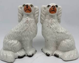 Pair of antique Staffordshire spaniels