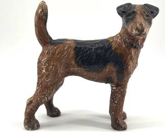 Vintage Hubley style cast iron terrier doorstop